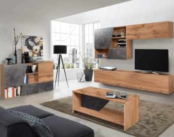 Nadčasové obývacie steny so štruktúrou dreva