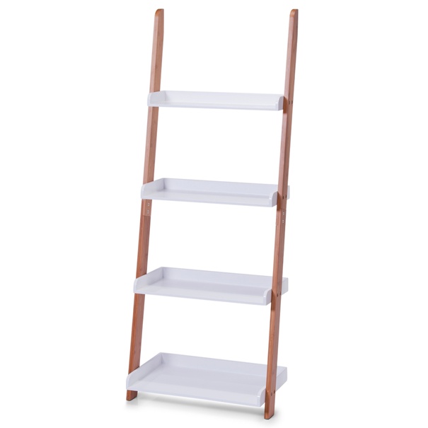 Rebrík 18632 biela/bambus 1