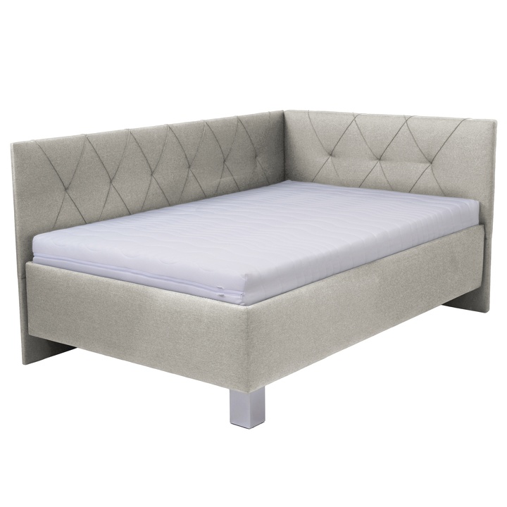 Rohová posteľ s matracom AFRODITE krémová, 140x200 cm 1