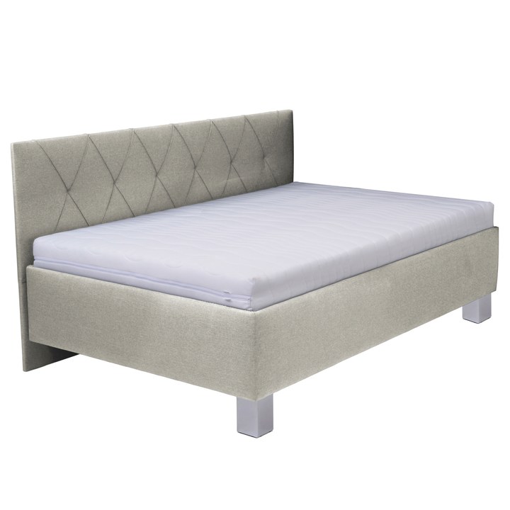 Posteľ s bočným čelom a matracom AFRODITE krémová, 90x200 cm 1