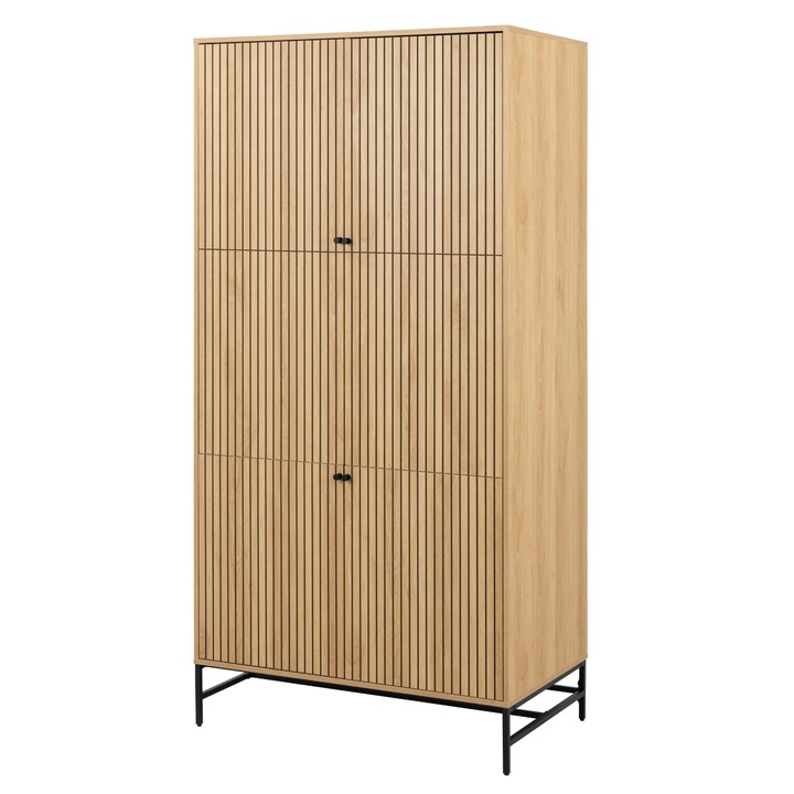 Šatníková skriňa ALBANY 99 dub/matná čierna 1