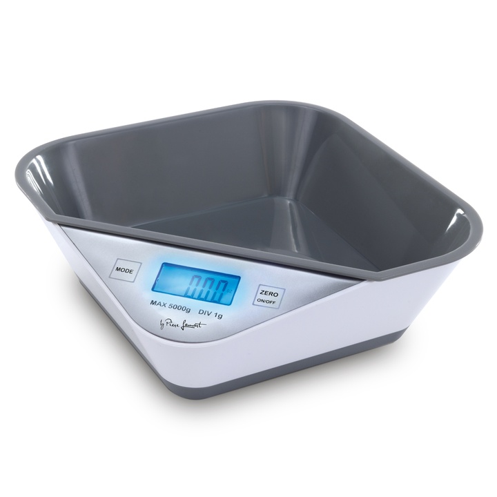 Kuchynská váha s miskou ALFA biela/sivá, max 5 kg 1