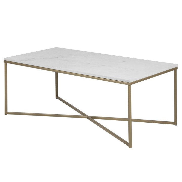 Konferenčný stolík ALISMA biela/mosadz 1