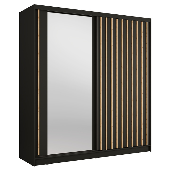 Šatníková skriňa  ALUNA I čierna, šírka 200 cm 1