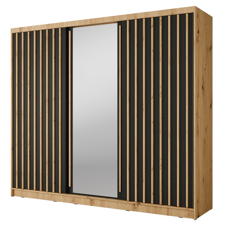 Šatníková skriňa ALUNA II dub artisan/čierna 1