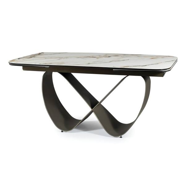 Jedálenský stôl ANFANATY biely mramor/hnedá 1