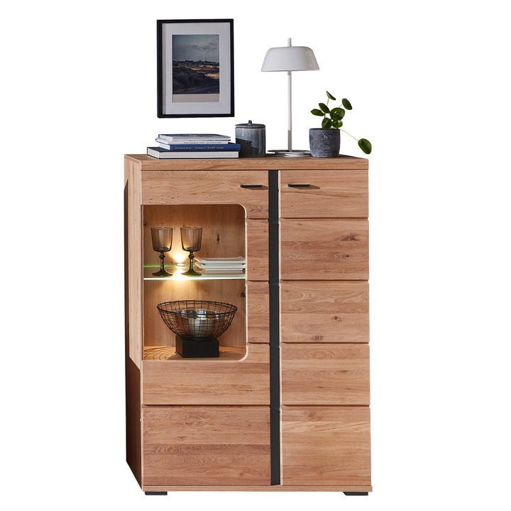 Vitrína ANIELA II dub artisan/čierna matná, pravá 1