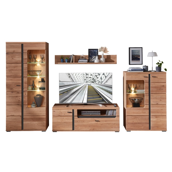 Obývacia stena ANIELA II dub artisan/čierna matná 1