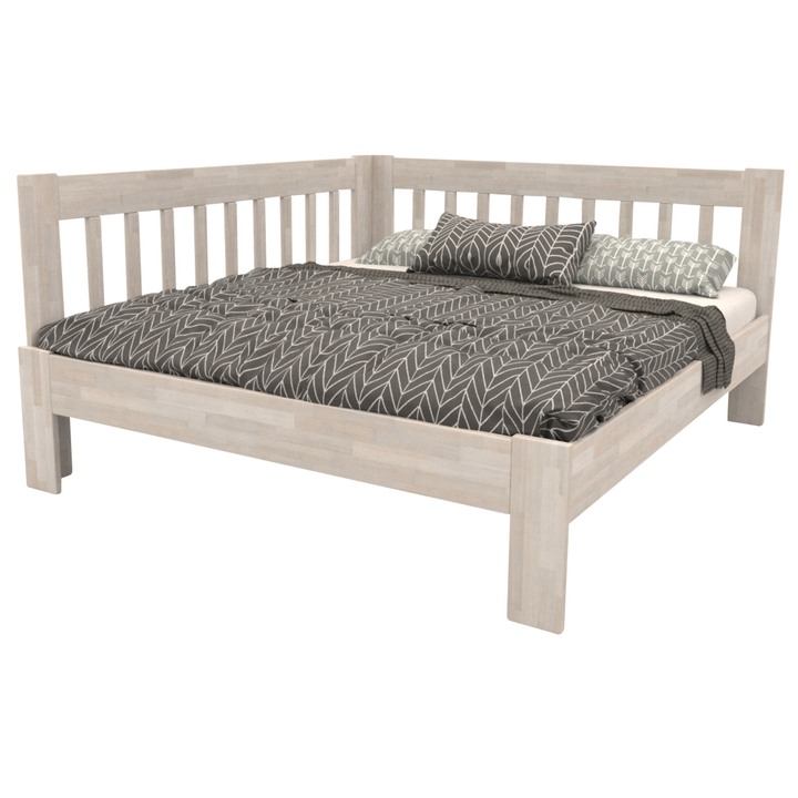 Rohová posteľ APOLONIE ľavá, buk/biela, 180x200 cm 1