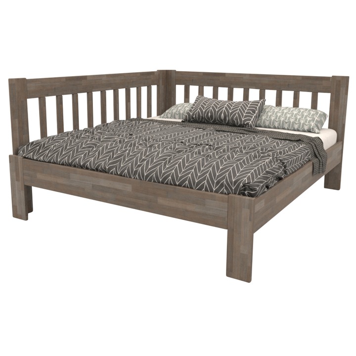 Rohová posteľ APOLONIE ľavá, buk/sivá, 180x200 cm 1