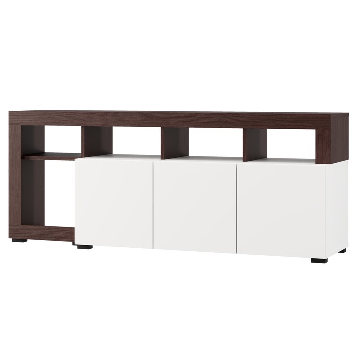 TV komoda ARGYLL 154 3D biela/tmavý dub 1