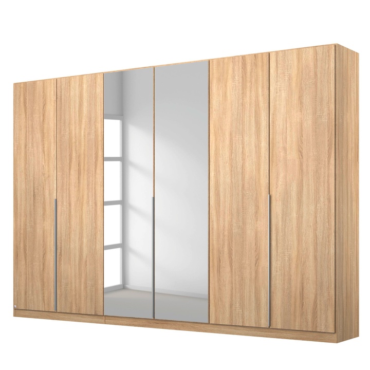 Šatníková skriňa ARIANNA dub sonoma, 6 dverí, 2 zrkadlá 1