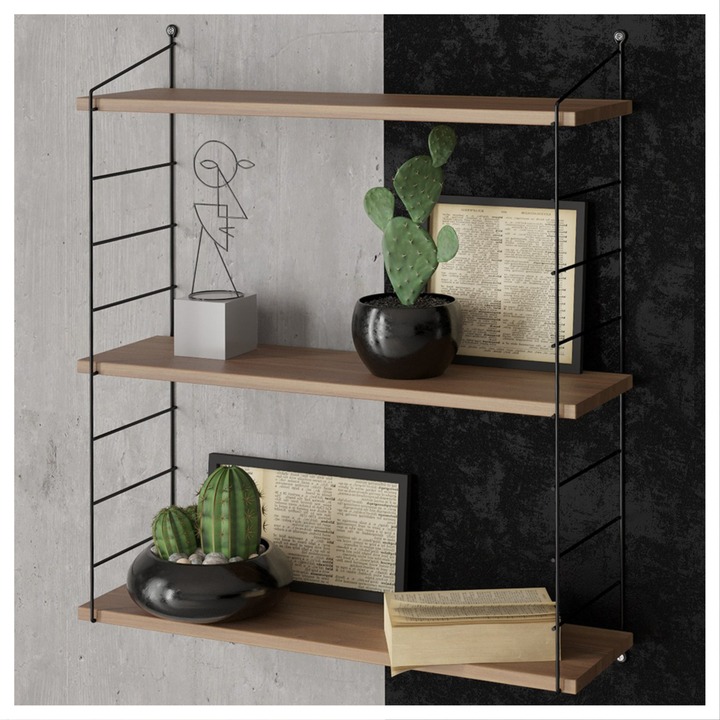 Nástenný regál ARMONI 3 čierna/orech 1