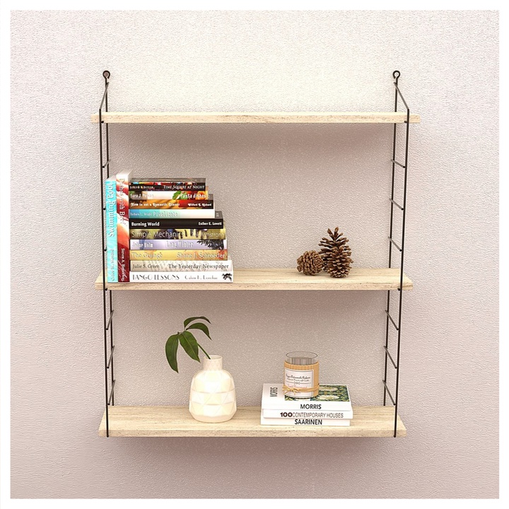 Nástenný regál ARMONI 3 čierna/travertín 1