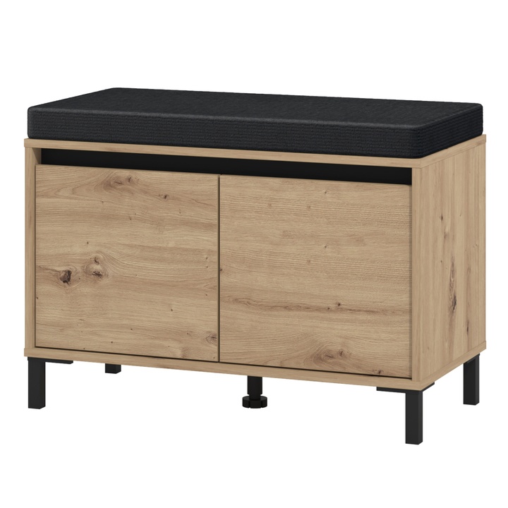 Lavica na topánky ARRAN dub artisan/matná čierna 1