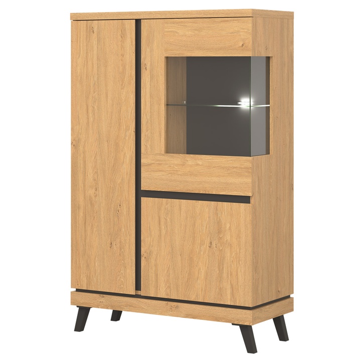 Vitrína  ATHEIA AT04 dub kamenný/čierna 1