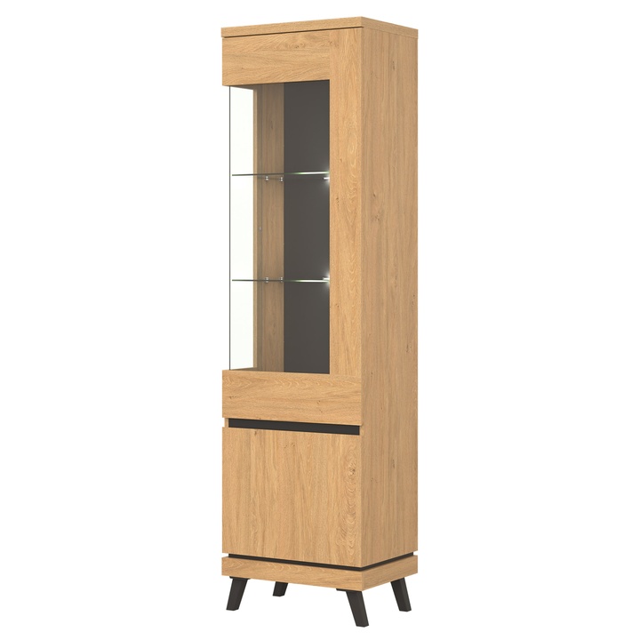 Vitrína ATHEIA AT06 pravá, dub kamenný/čierna 1