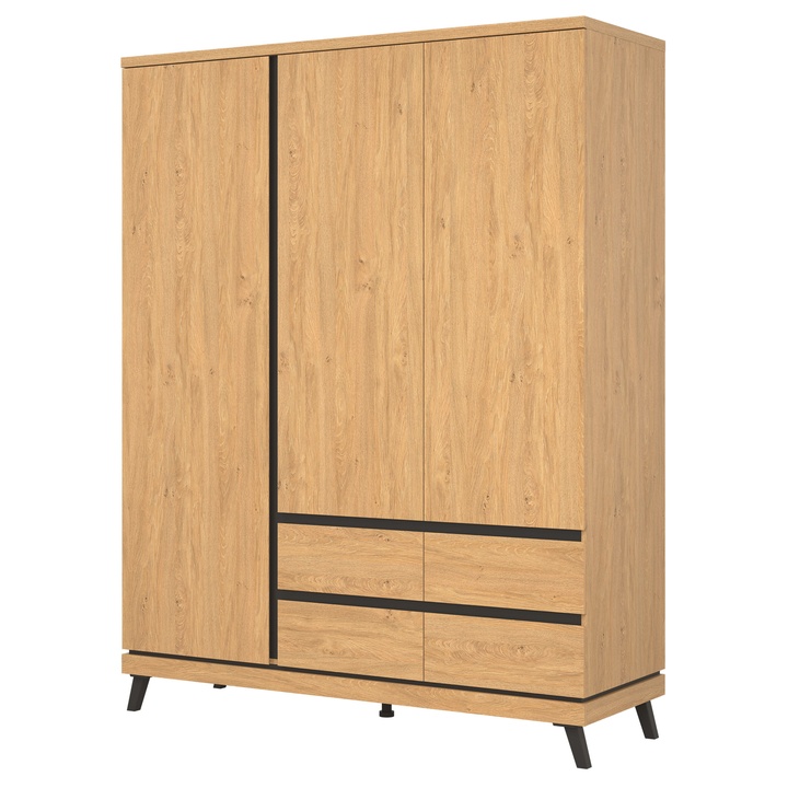 Šatní skříň ATHEIA AT13 dub kamenný/čierna 1