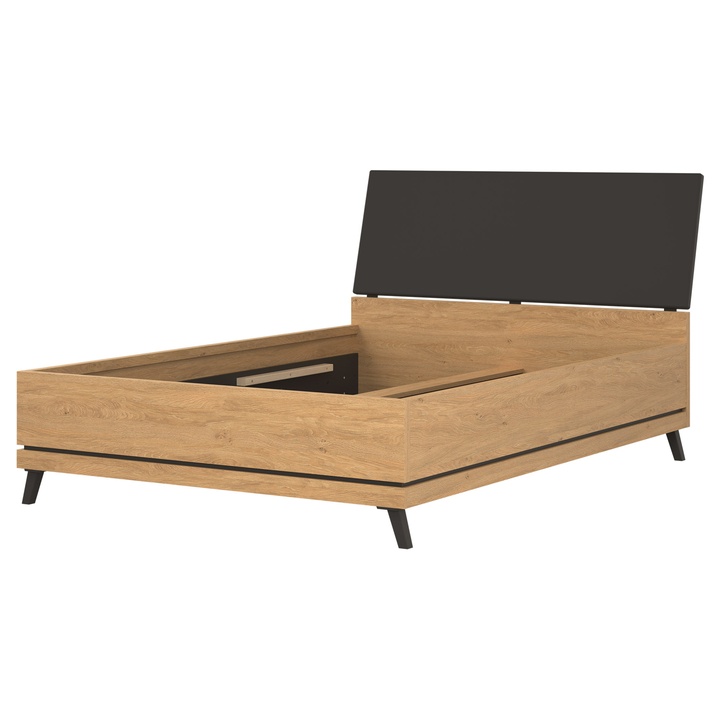 Posteľ s roštom ATHEIA AT15-2 dub kamenný/čierna, 140x200 cm 1