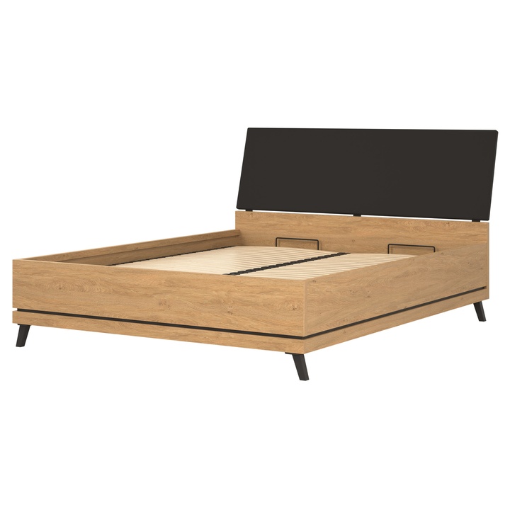 Posteľ s roštom ATHEIA AT15 dub kamenný/čierna, 160x200 cm 1