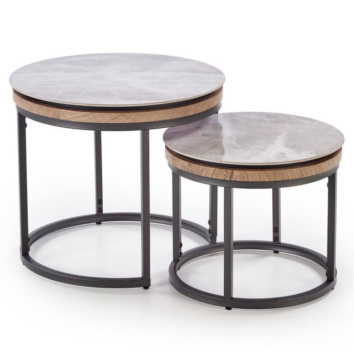 Sada konferenčných stolíkov ATOKO sivý mramor/grafit, 2 ks 1