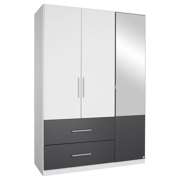 Šatníková skriňa AUBREE alpská biela/sivá, 3 dvere 1