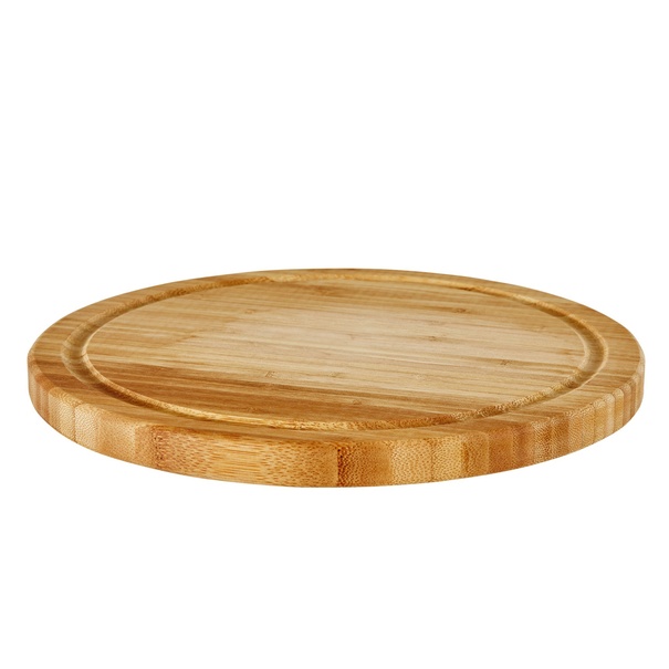 Doska na krájanie s drážkou BAMBUS Ø 26 cm, prírodná 1