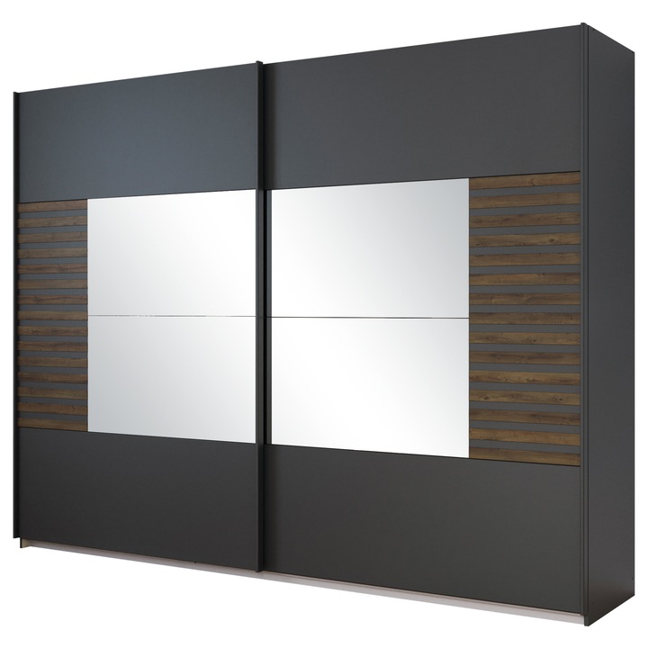 Šatníková skriňa BAREA II sivá/dub atlantic tmavý, šírka 226 cm 1