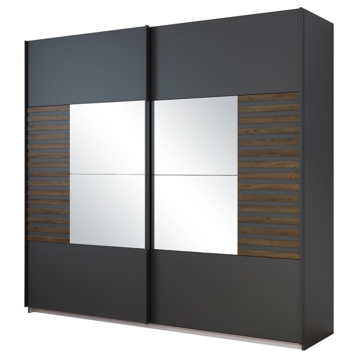 Šatníková skriňa BAREA II sivá/dub atlantic tmavý, šírka 226 cm 1