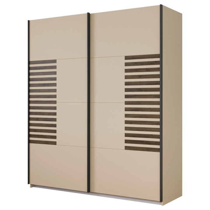 Šatníková skriňa BAREA šampanské/dub atlantic tmavý, šírka 181 cm 1