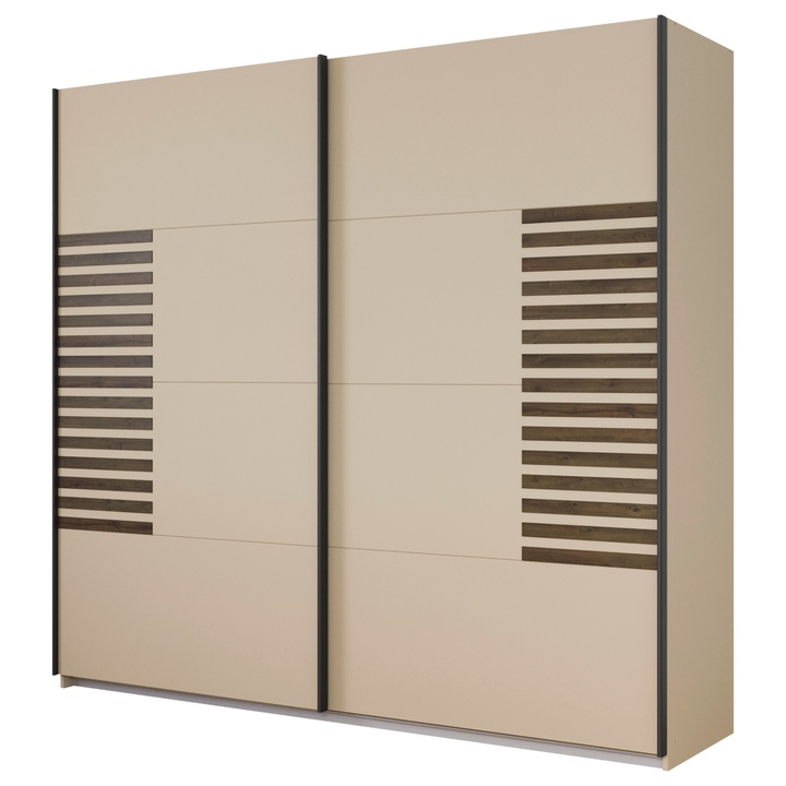 Šatníková skriňa BAREA šampanské/dub atlantic tmavý, šírka 226 cm 1