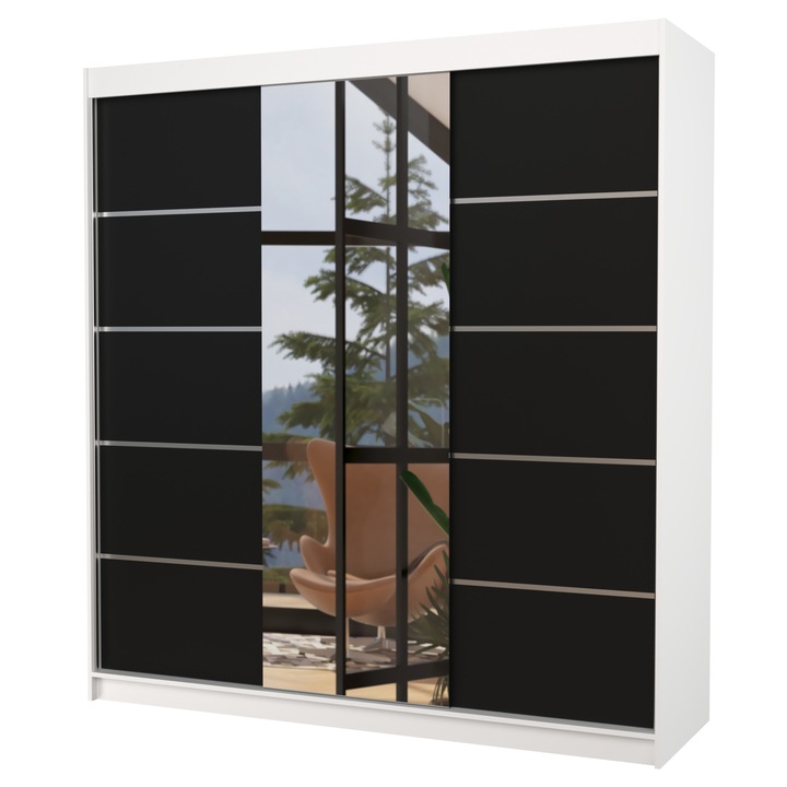 Šatníková skriňa BARGO biela/čierna 1