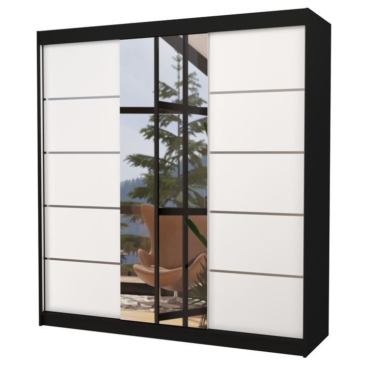 Šatníková skriňa BARGO čierna/biela 1