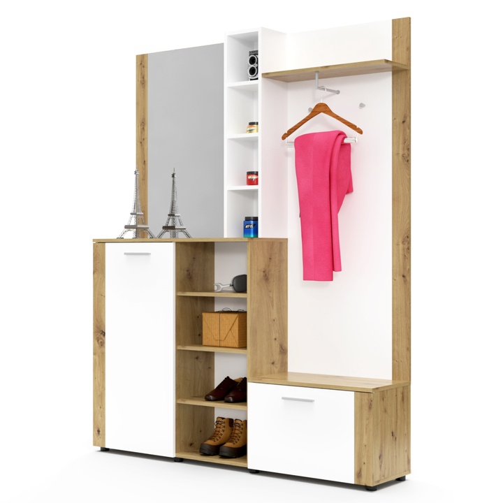 Predsieňová stena BARRY dub artisan/biela 1