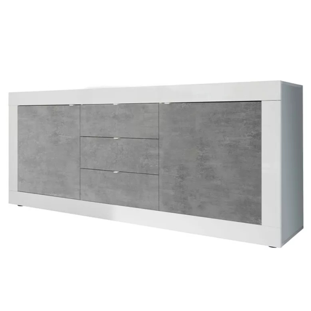 Komoda  BASIC 10 biela lesklá/betón 1