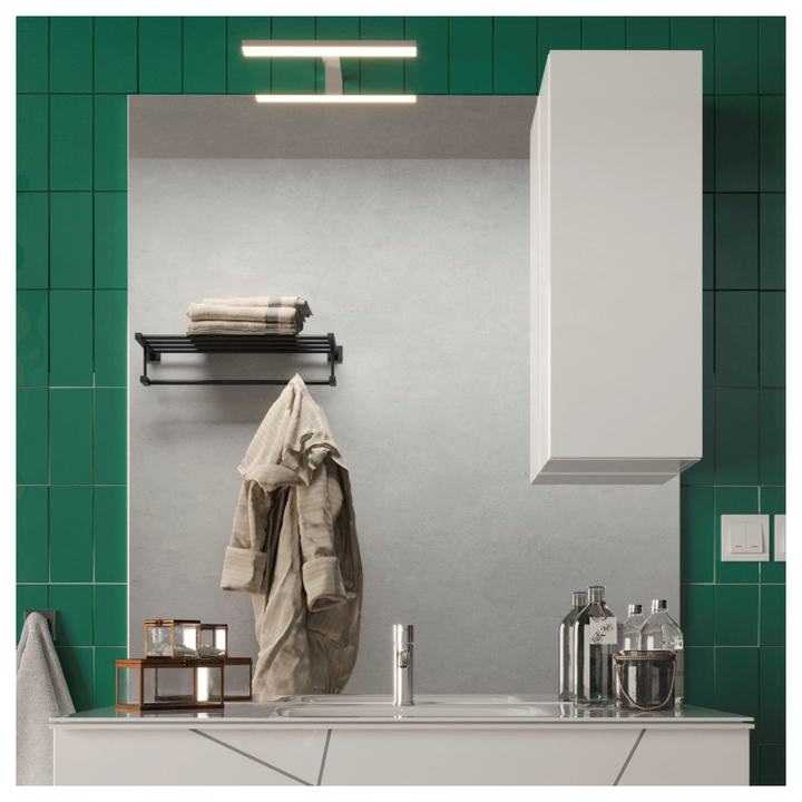 Zrkadlo so skrinkou a LED osvetlením BASIC 14 biela lesklá, šírka 80 cm 1