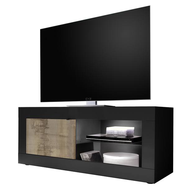 TV komoda  BASIC 4 čierna matná/dub 1