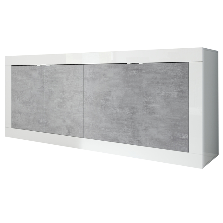 Komoda BASIC 8 biela lesklá/betón 1