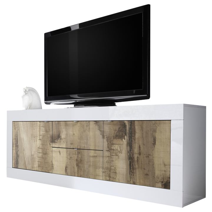TV komoda  BASIC 9 biela lesklá/dub 1