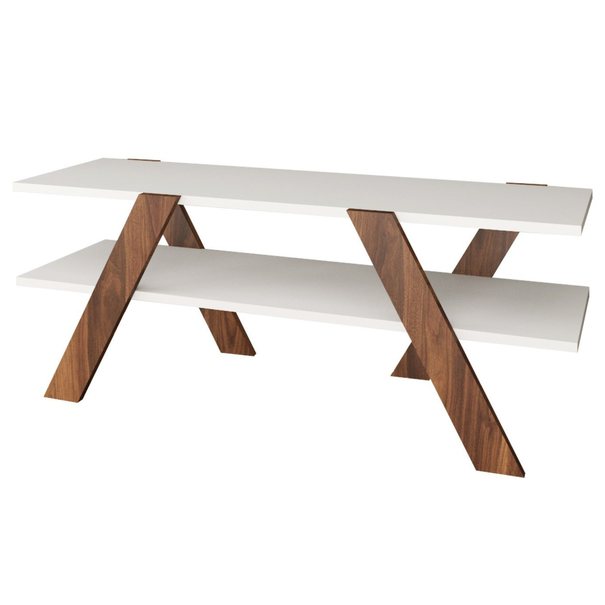 TV stolík BASIC biela/orech 1