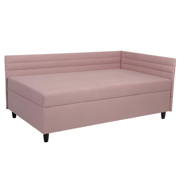 Rohová posteľ s matracom BELA III ružová, 120x200 cm 1