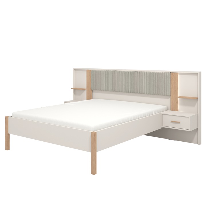 Posteľ s nočnými stolíkmi BELFORT kašmírová/dub artisan 1