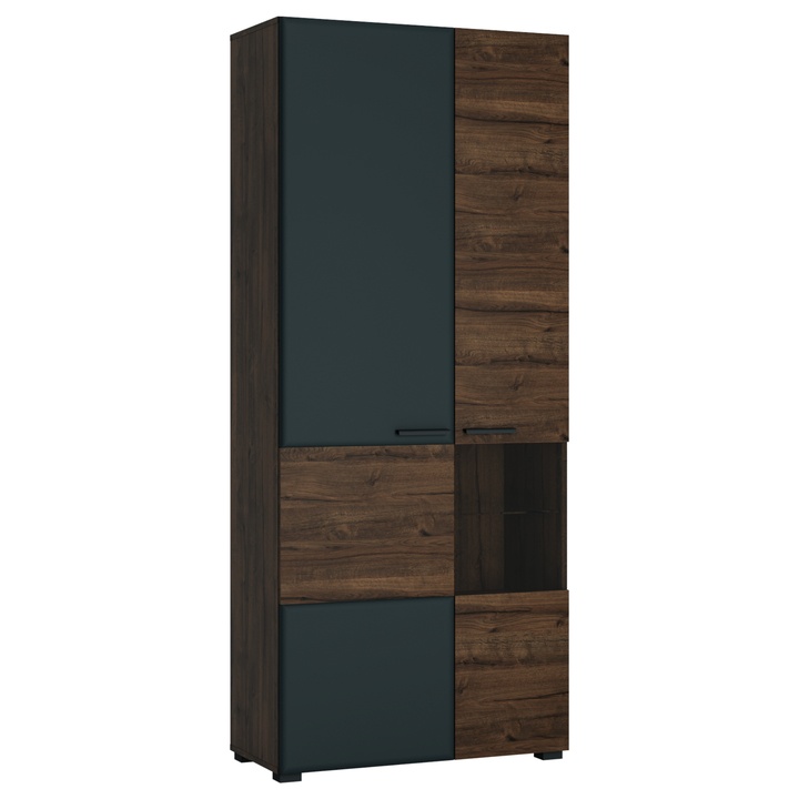 Vitrína BELLINI dub waterford/kozmos sivá, pravé vyhotovenie 1