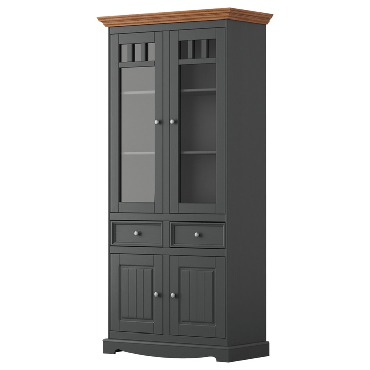 Vitrína  BELLU 2D dub/grafit 1