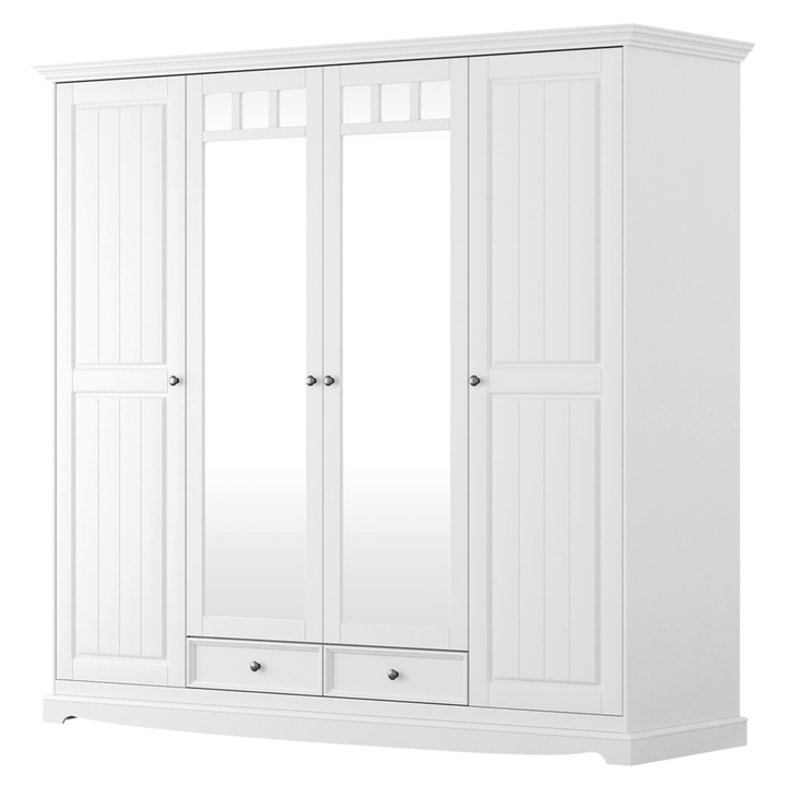 Šatníková skriňa so zrkadlami BELLU 4D biela 1