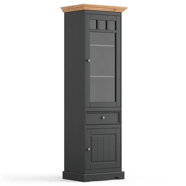 Vitrína BELLU borovica/grafit 1