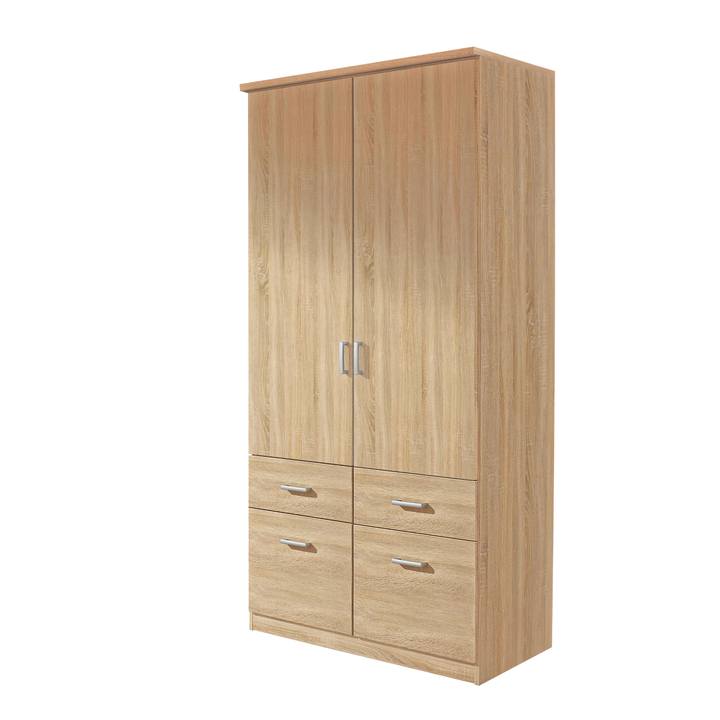 Šatníková skriňa BENETT dub sonoma, 2 dvere, 4 zásuvky 1