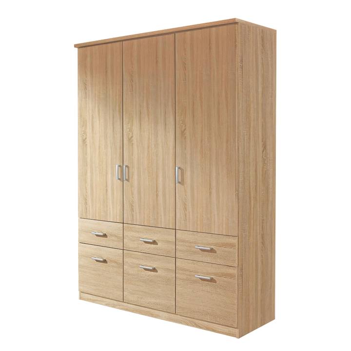 Šatníková skriňa BENETT dub sonoma, 3 dvere, 6 zásuviek 1
