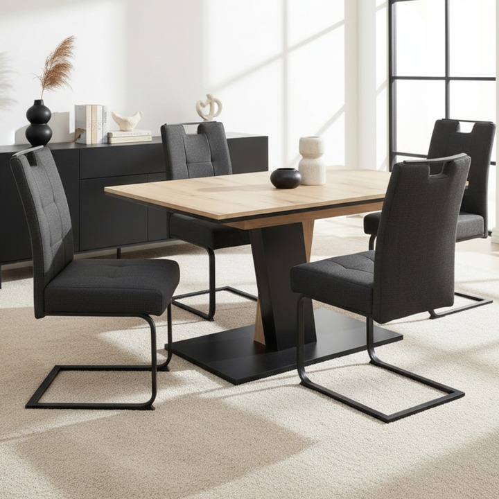 Jedálenská zostava BENOTI dub evoke/antracitová 1