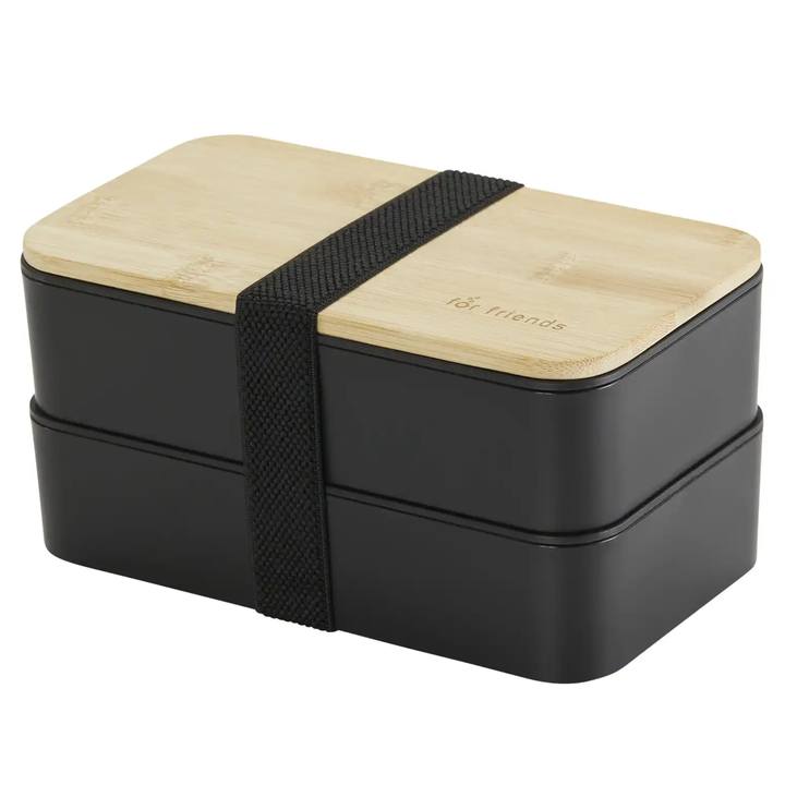 Dóza s príborom BENTO čierna/bambus 1